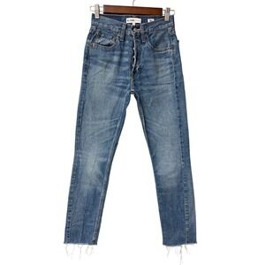 RE/DONE High‎ Rise Straight Leg Jeans Women's Size 24 Blue Wash Denim Casual EUC